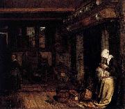 Esaias Boursse Dutch Interior with Woman Sewing Sweden oil painting artist